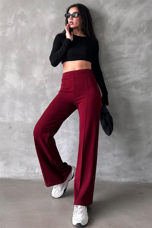 MDX Burgundy High Waisted Flared Women's Leggings Pants Mg2287 - Berwyn