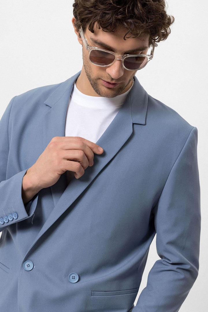 ANT Single Button Double Breasted Closure Men's Blazer Jacket - Villefranche-sur-Saône