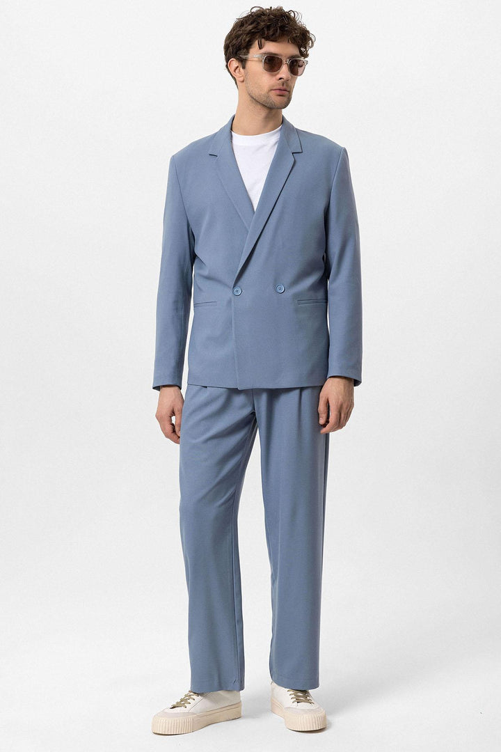 ANT Single Button Double Breasted Closure Men's Blazer Jacket - Villefranche-sur-Saône