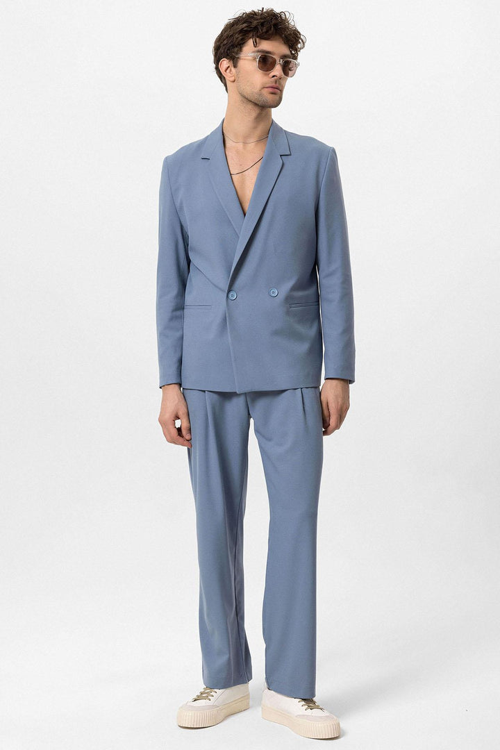 ANT Single Button Double Breasted Closure Men's Blazer Jacket - Villefranche-sur-Saône