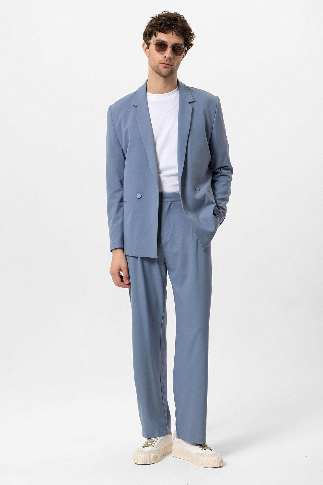ANT Single Button Double Breasted Closure Men's Blazer Jacket - Villefranche-sur-Saône