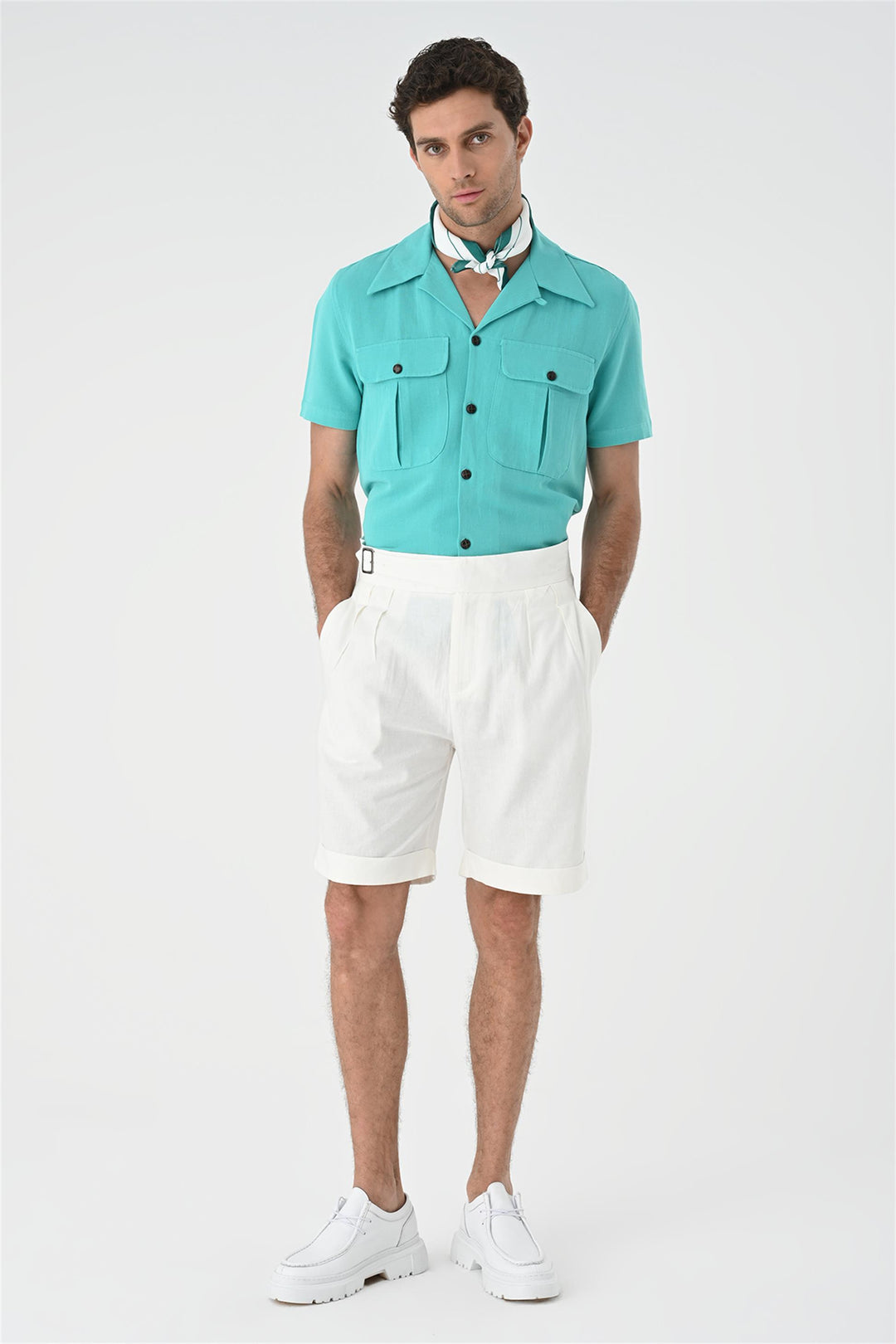 ANT Buckle Detailed Pleated Men's Shorts - Messina
