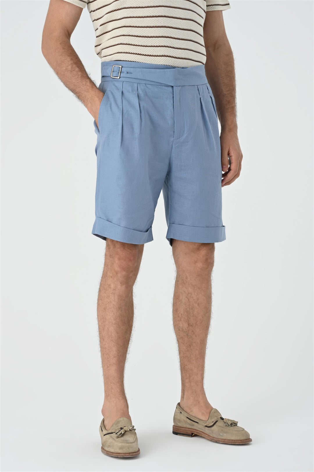 ANT Buckle Detailed Pleated Men's Shorts - Barcellona-Pozzo di Gotto