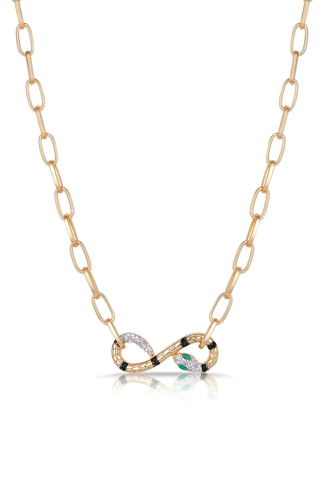 NVM TOPSHOP Time Snake Figure Zircon Stone Women's Necklace TSJ30417-517-G - Montclair