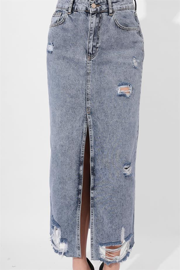 RYN Wholesale Distressed Skirt Light Blue - Mitcham
