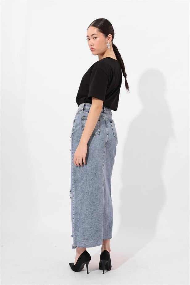 RYN Wholesale Distressed Skirt Light Blue - Mitcham