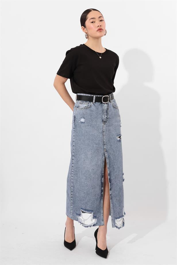RYN Wholesale Distressed Skirt Light Blue - Mitcham