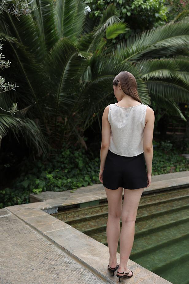 RYN Ruffled Tie Blouse - STONE - Waterbury