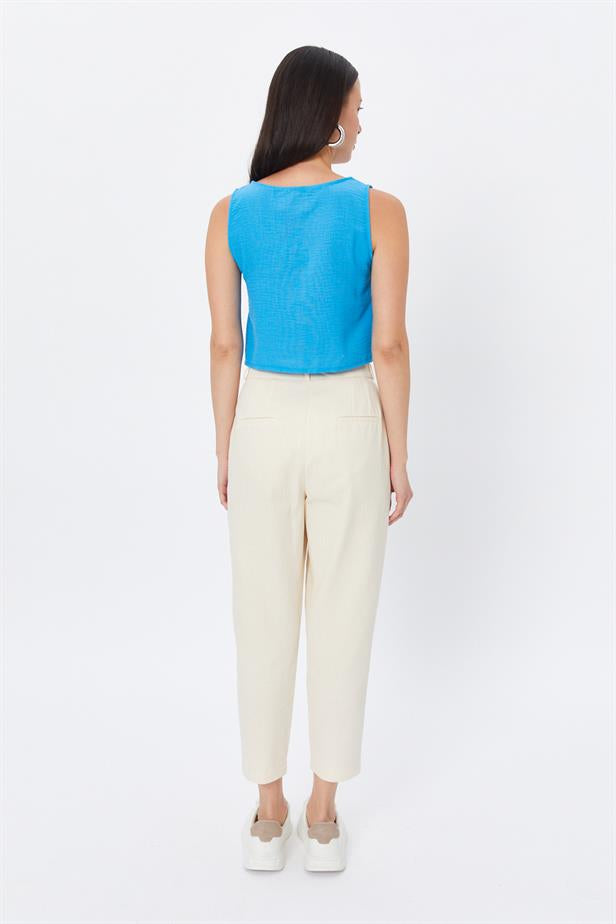 RYN Ruffled Tie Blouse - BLUE - Capelle aan den IJssel