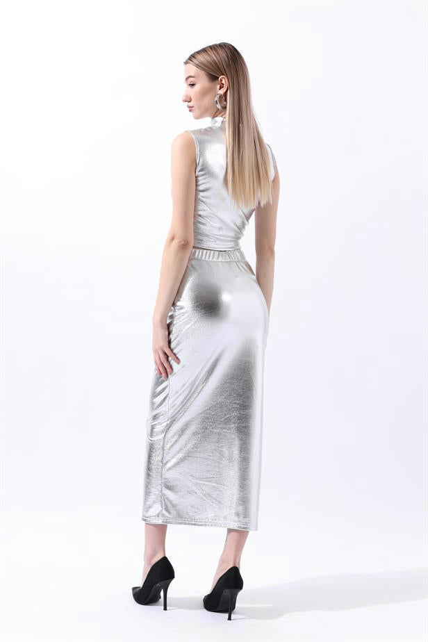 RYN Wholesale Leather-Look Blouse Silver - Villa de Álvarez