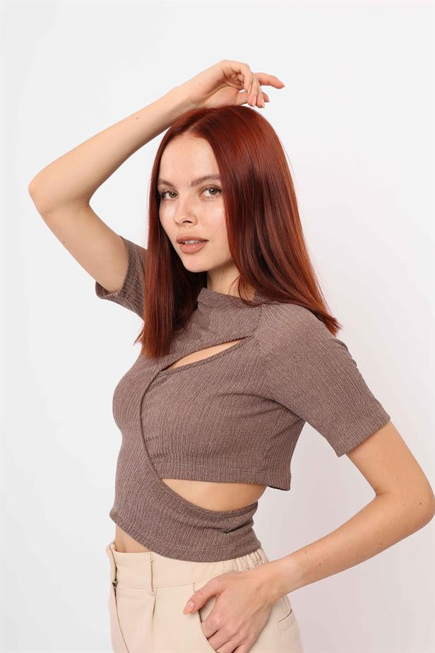 RYN Wholesale Short Sleeve Blouse Brown - Peoria