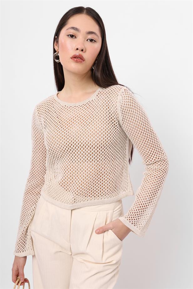 RYN Wholesale Crop Perforated Blouse Ecru - Moorpark