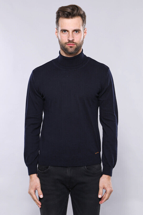 WSS Turtleneck Navy Blue Men Sweater  - Whitley Bay