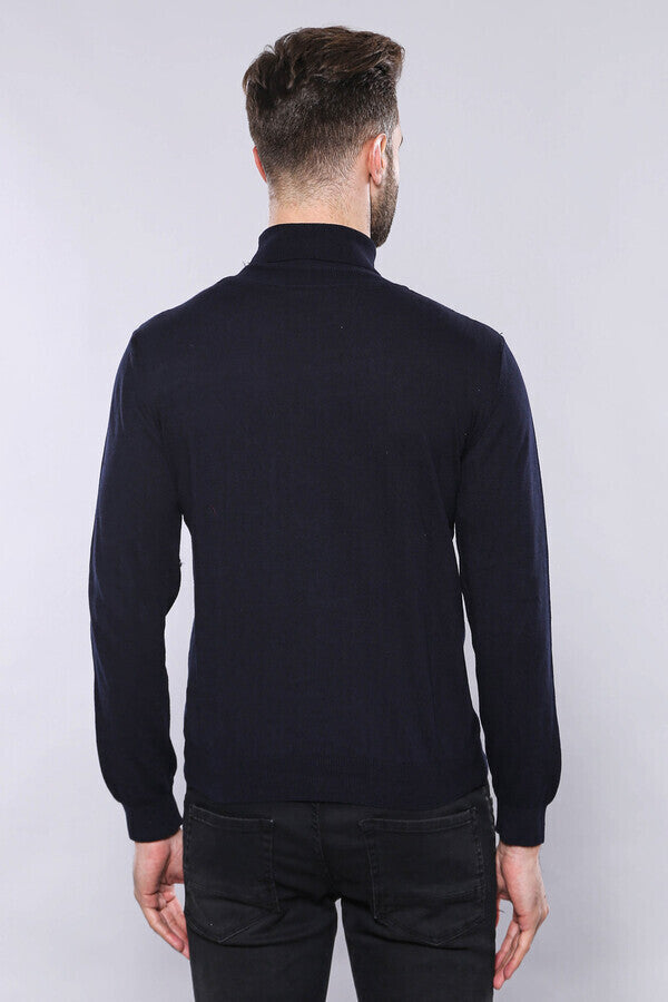 WSS Turtleneck Navy Blue Men Sweater  - Whitley Bay
