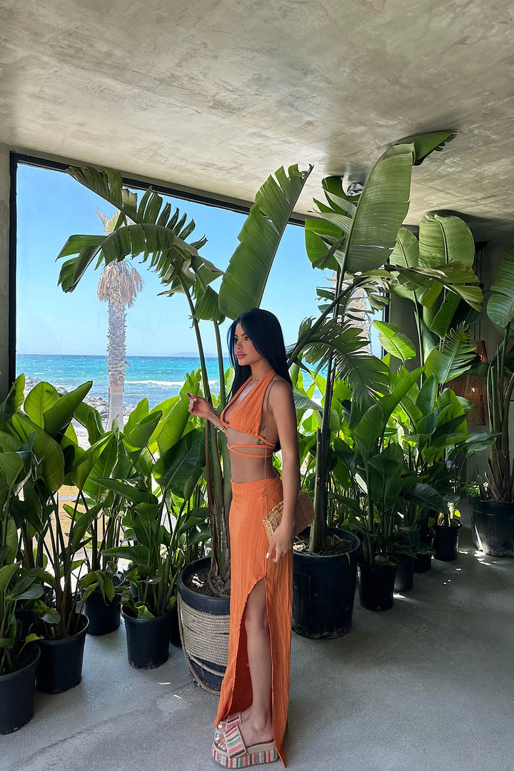 EYY Women Orange Skirt Suit - Famalicão