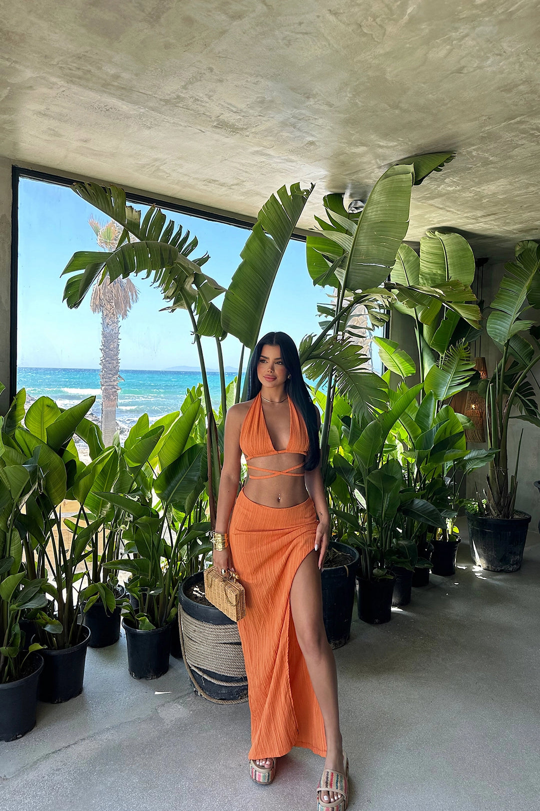 EYY Women Orange Skirt Suit - Famalicão