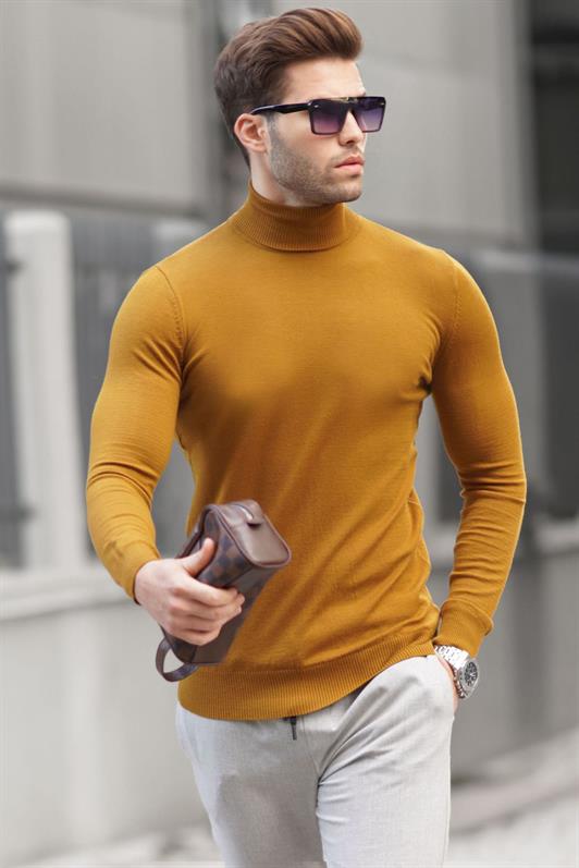 MDX Tobacco Color Fisherman Collar Men's Sweater 6809 - Fort Lee