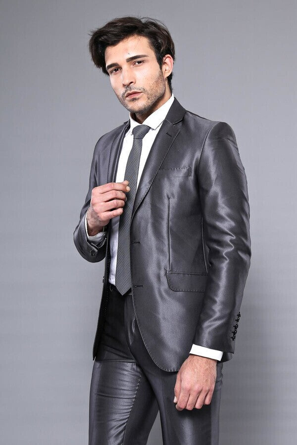 WSS Two Buttons Shiny Fume Suit  - Peoria