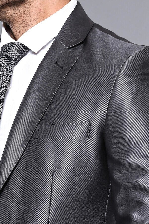 WSS Two Buttons Shiny Fume Suit  - Peoria