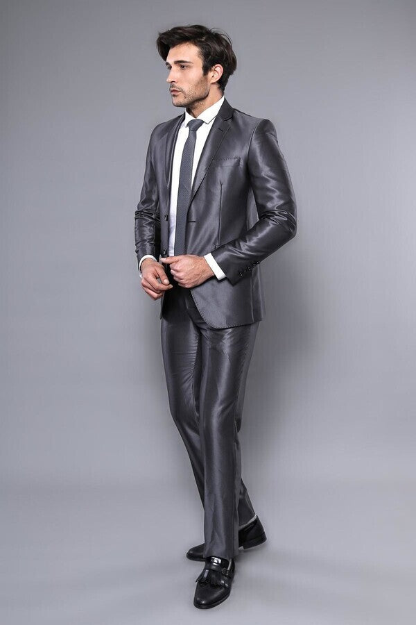 WSS Two Buttons Shiny Fume Suit  - Peoria