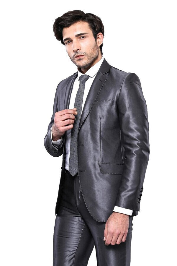 WSS Two Buttons Shiny Fume Suit  - Peoria