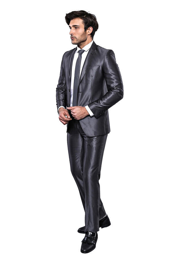 WSS Two Buttons Shiny Fume Suit  - Peoria
