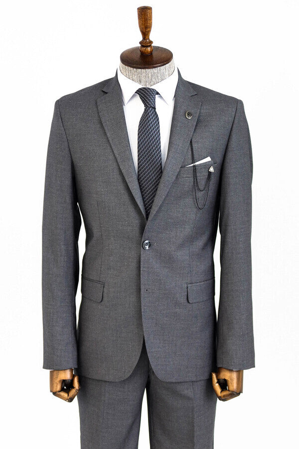 WSS Two Buttons Two Piece Grey Men Suit  - Brentwood