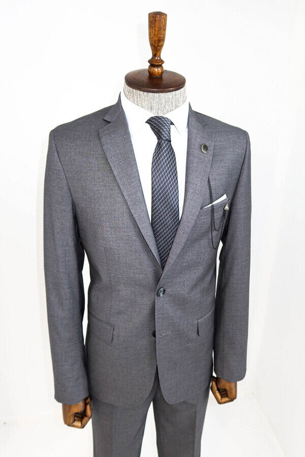 WSS Two Buttons Two Piece Grey Men Suit  - Brentwood