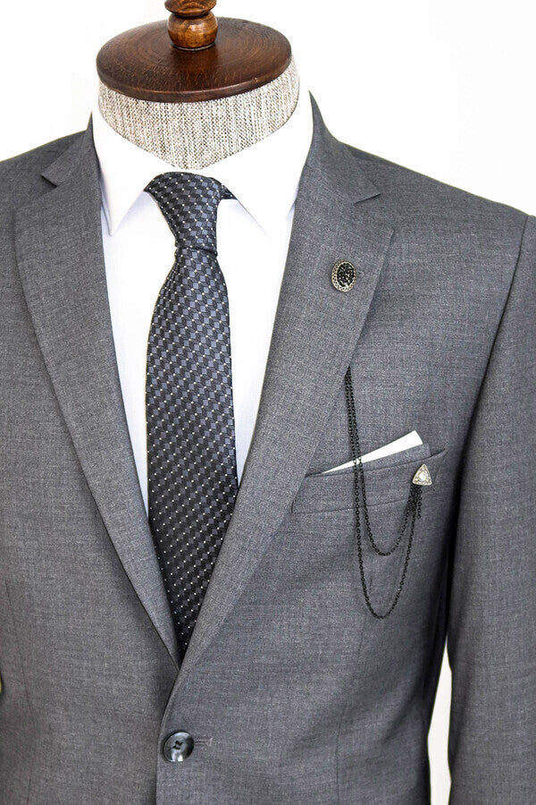 WSS Two Buttons Two Piece Grey Men Suit  - Brentwood