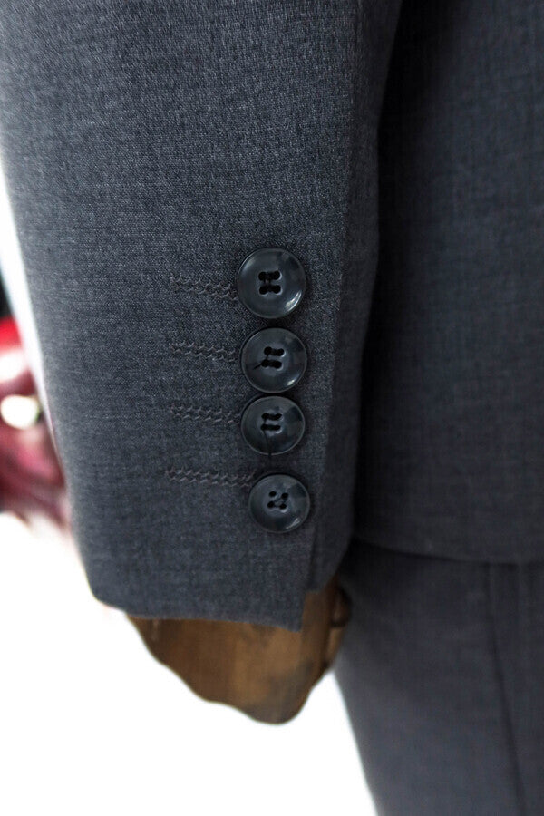 WSS Two Buttons Two Piece Grey Men Suit  - Brentwood