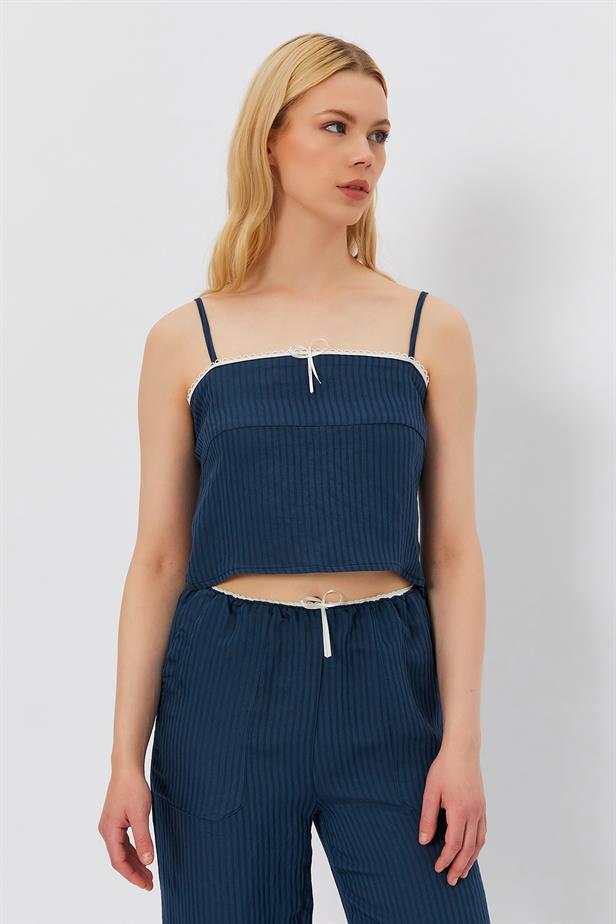 RYN Rope Strap Blouse - NAVY - Aliso Viejo