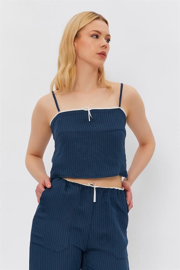 RYN Rope Strap Blouse - NAVY - Aliso Viejo