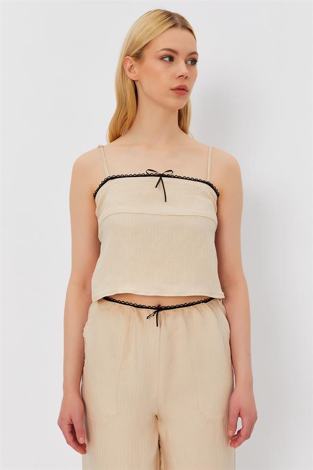 RYN String Strap Blouse - STONE - Gateshead