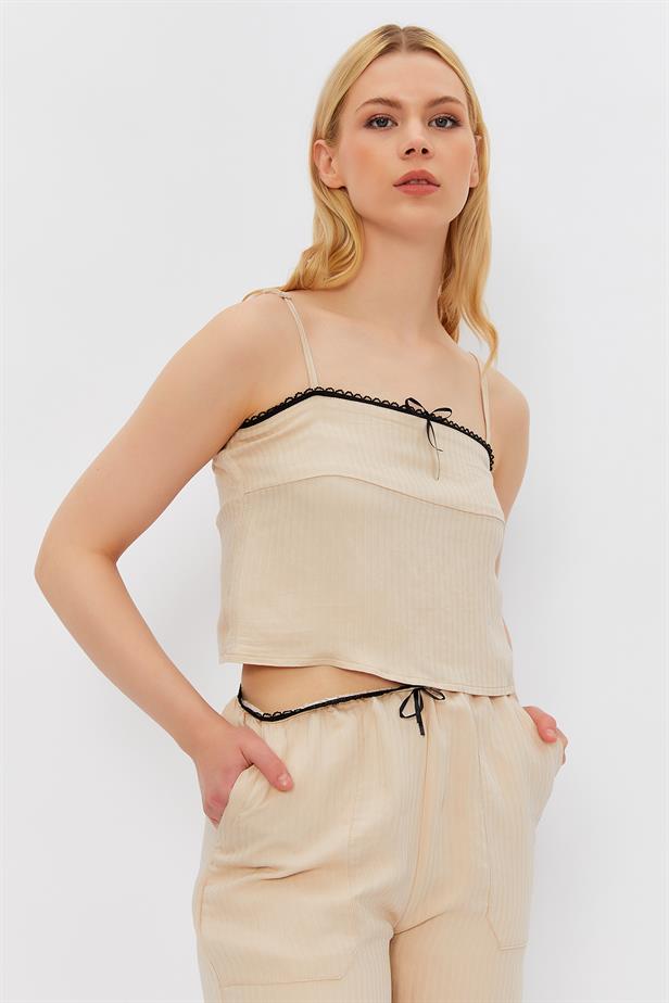 RYN String Strap Blouse - STONE - Gateshead