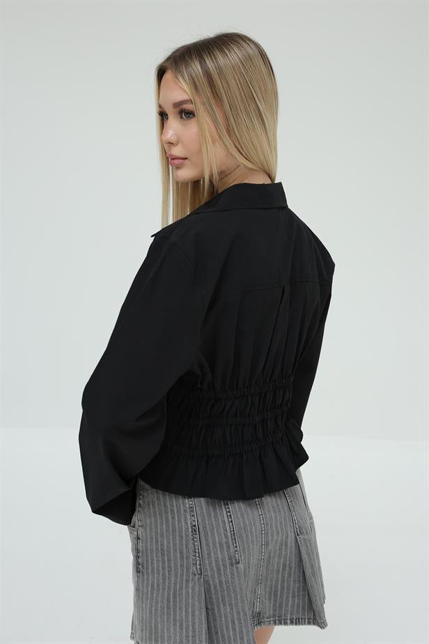 RYN Front Lace-Up Blouse - Black - Silao