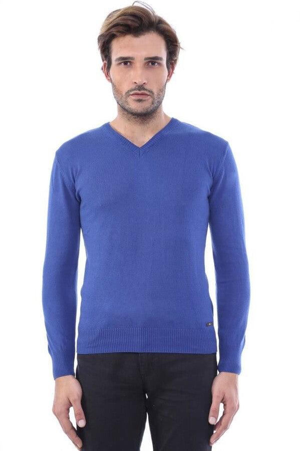 WSS V Neck Indigo Men Sweater  - Woodbridge