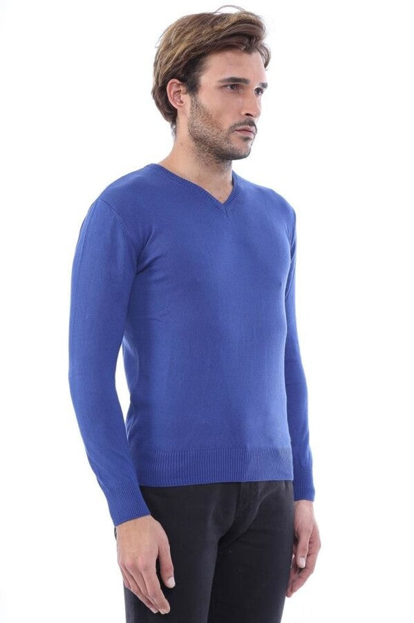 WSS V Neck Indigo Men Sweater  - Woodbridge