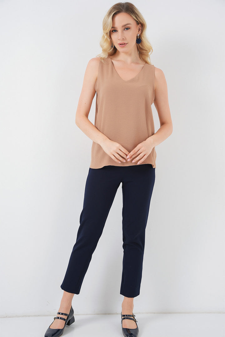 BGD Women V Neck Sleeveless Blouse 950 - Biscuit - Portimão