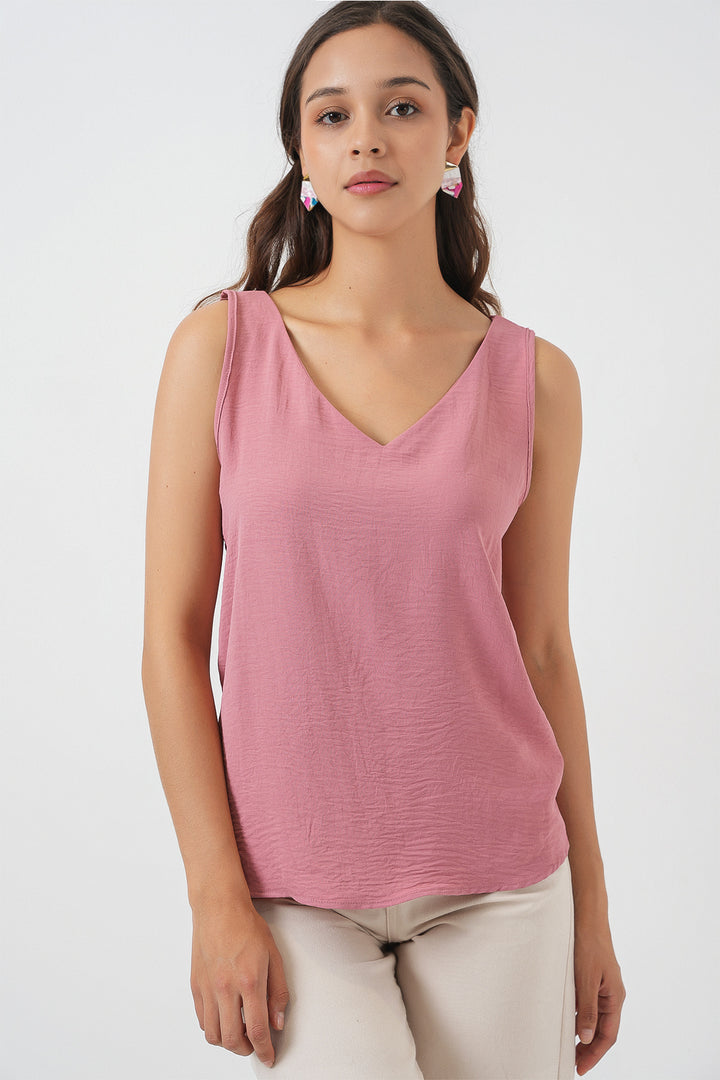 BGD Women V Neck Sleeveless Blouse 950 - Rose Pink - Bensheim