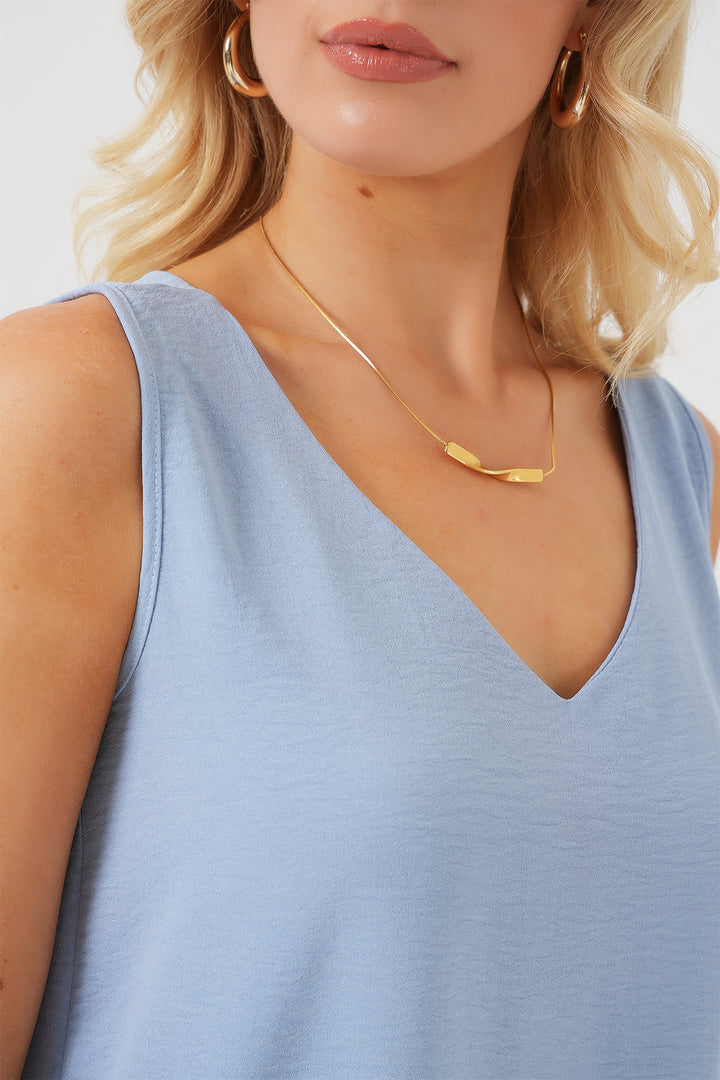 BGD Women V Neck Sleeveless Blouse 950 - Blue - Castellón de la Plana