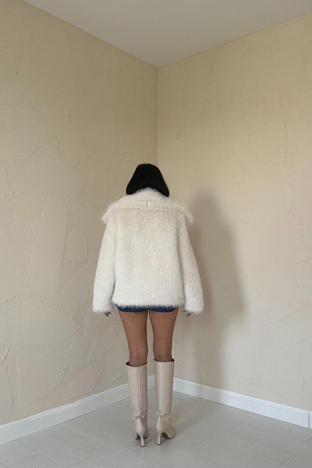 ELS Quilted Fur Coat - Ecru - North Miami Beach