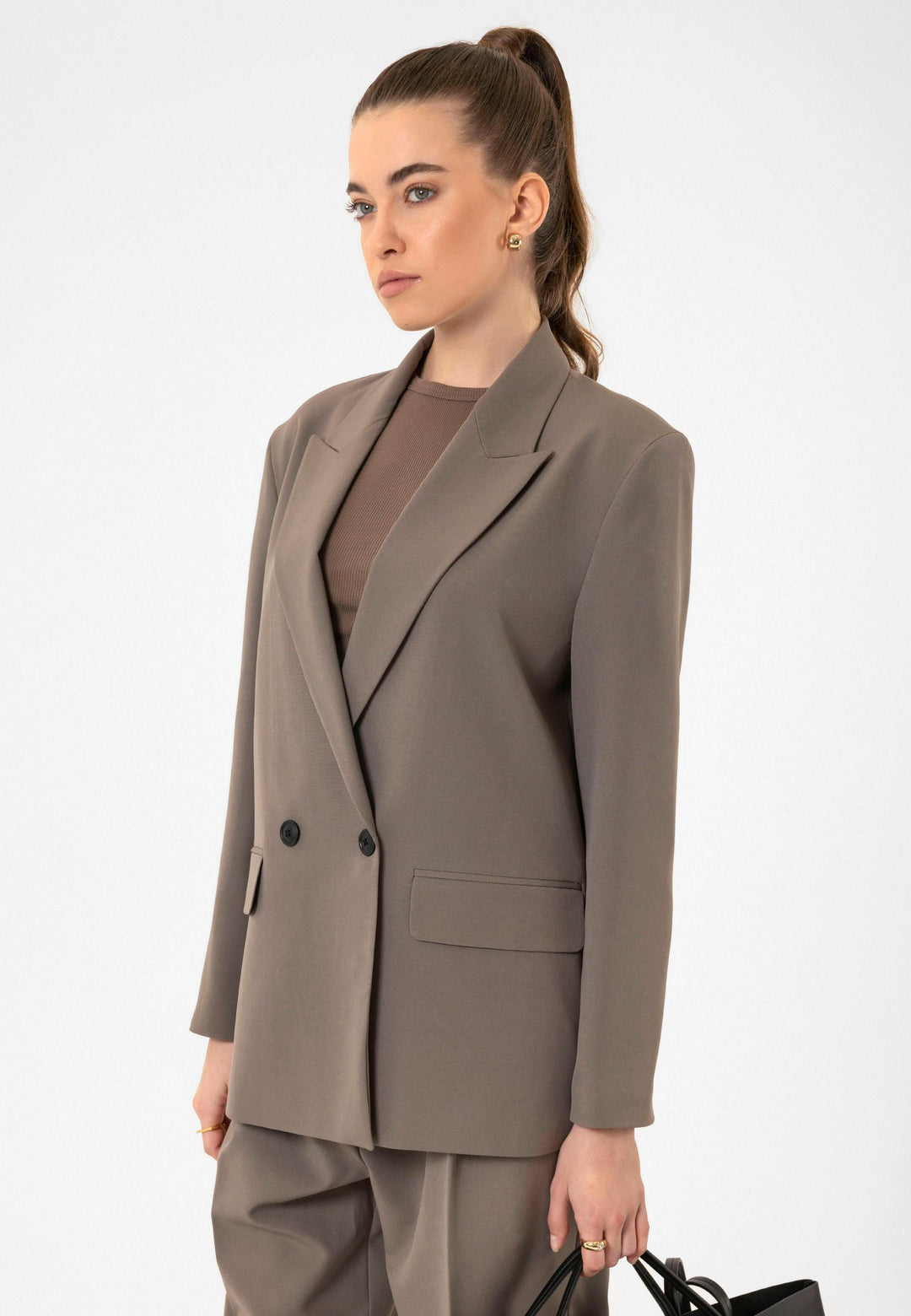 ANT Antioch Mink Women's Double-Breasted Closure Oversize Blazer Jacket - Tokyo