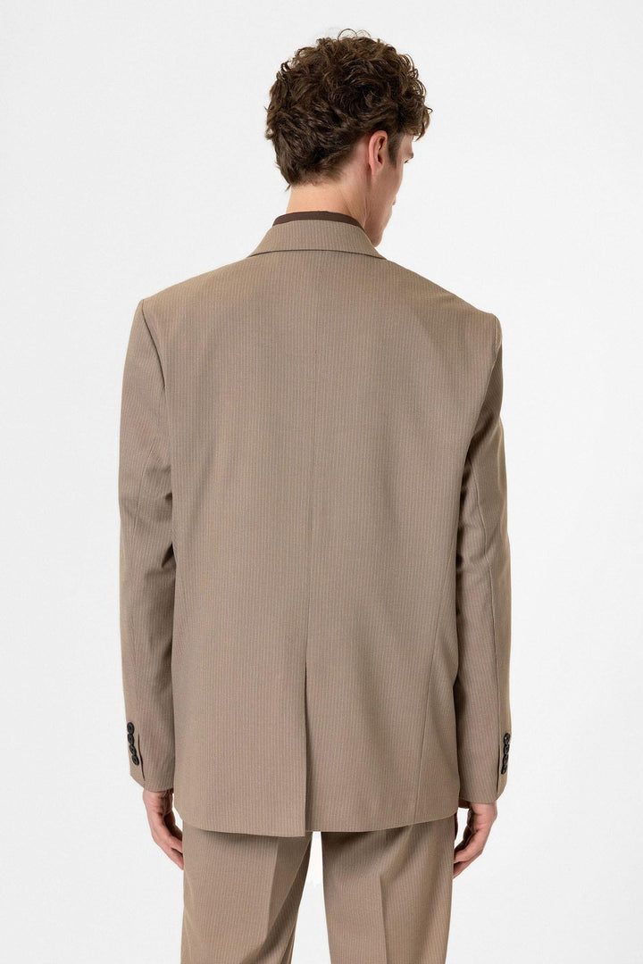 ANT Antioch Mink Comfortable Double-Breasted Striped Men's Blazer Jacket - Mixquiahuala de Juarez