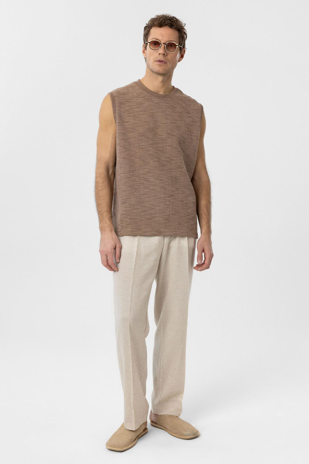 ANT Antioch Mink Regular Fit Textured Men's Sleeveless T-Shirt - Göppingen