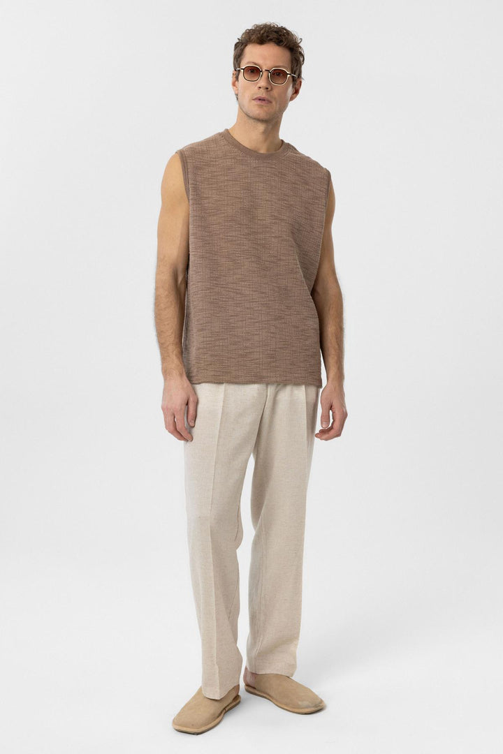 ANT Antioch Mink Regular Fit Textured Men's Sleeveless T-Shirt - Göppingen