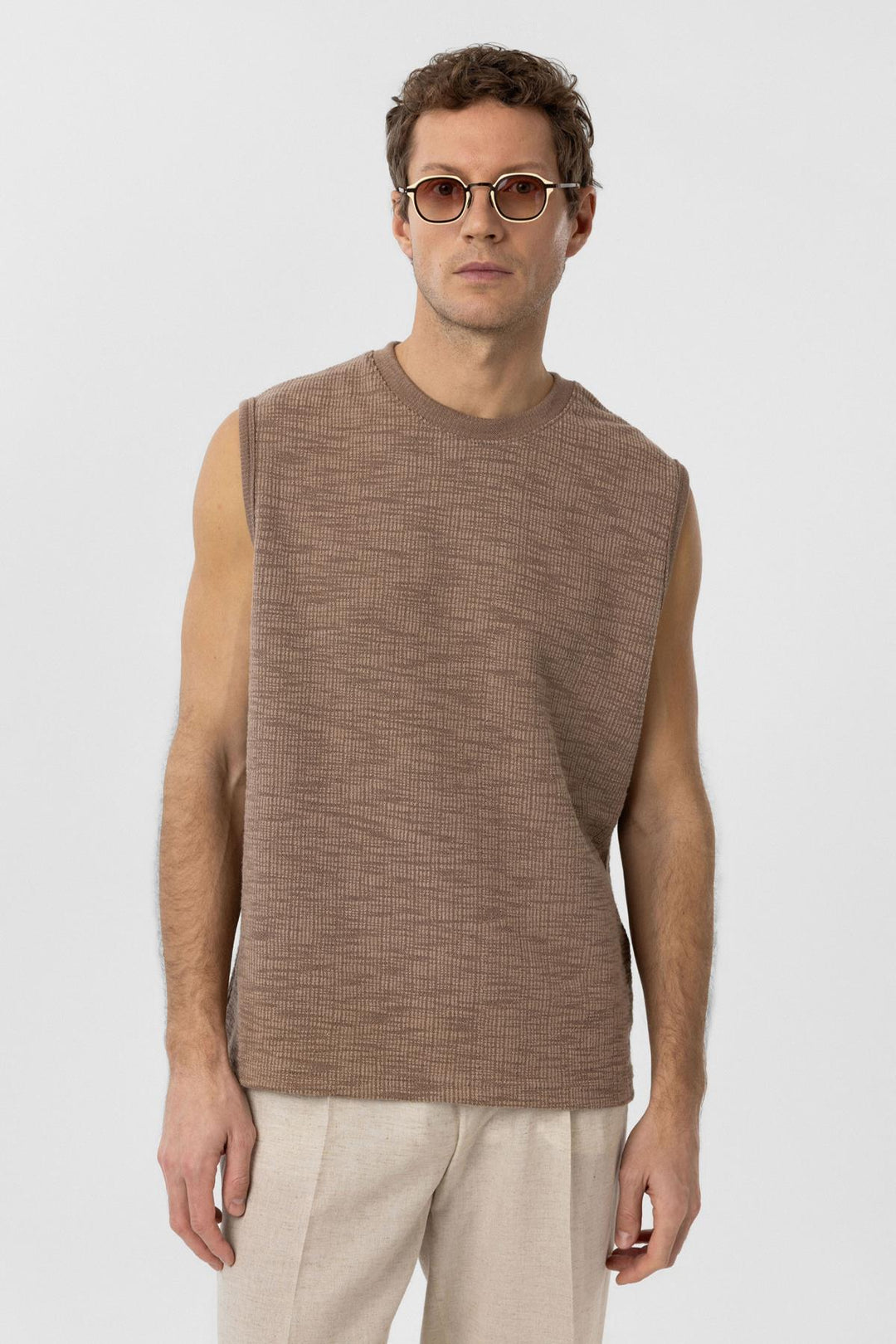 ANT Antioch Mink Regular Fit Textured Men's Sleeveless T-Shirt - Göppingen