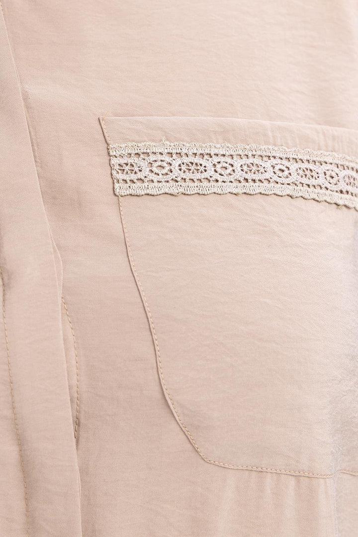 TLD Women Allday Beige Beige-Striped Lace-Detailed Plus Size Modal Shirt - Slatina