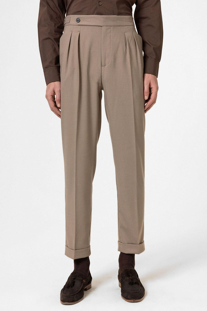 ANT Antioch Mink High Waist Striped Wide Leg Men's Trousers - Noisy-le-Grand