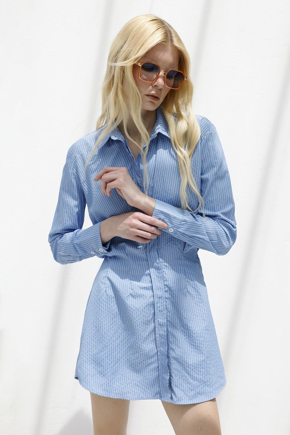 BSL Women Shirt Dress with Flounce Skirt Detail - Graz