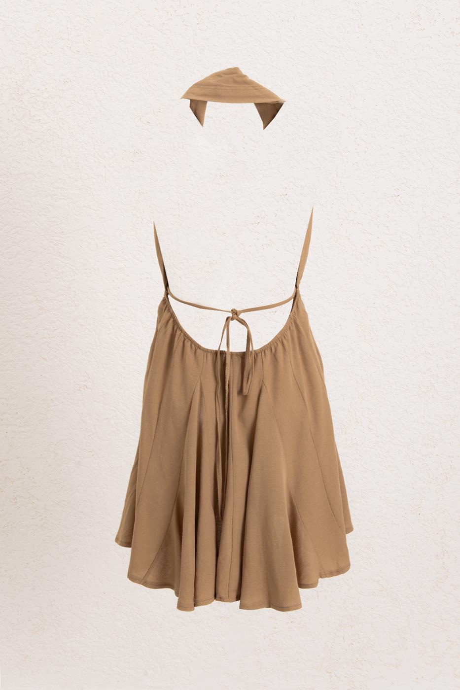 BSL Women Flounce Skirt Detailed Linen Mini Dress - Virginia Beach